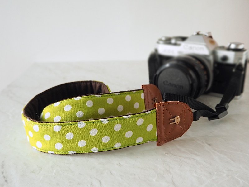 手作り減圧カメラストラップマニュアルカメラバックロープカメラストラップ（芝緑色の白い点）S19 - パスケース - コットン・麻 ピンク
