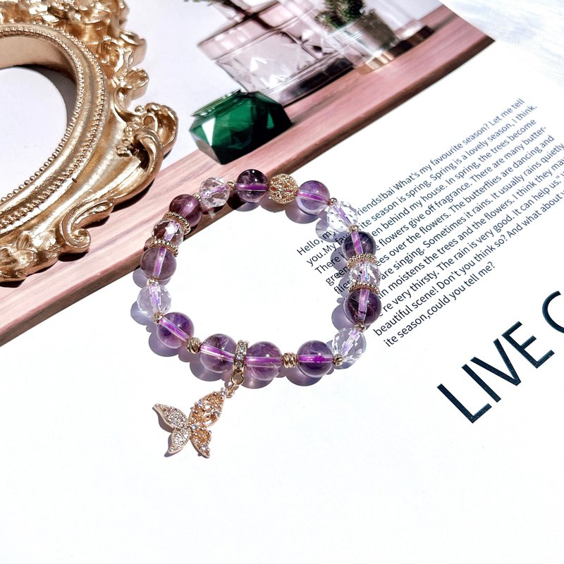 Amethyst | Faceted White Crystal | Customized Bracelet - สร้อยข้อมือ - คริสตัล 