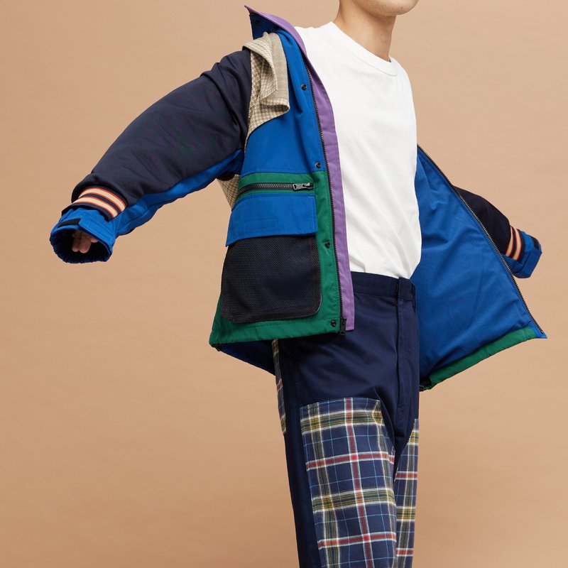 RENASCENCE CONTRASTING JACKET - 男夾克/外套 - 其他材質 藍色