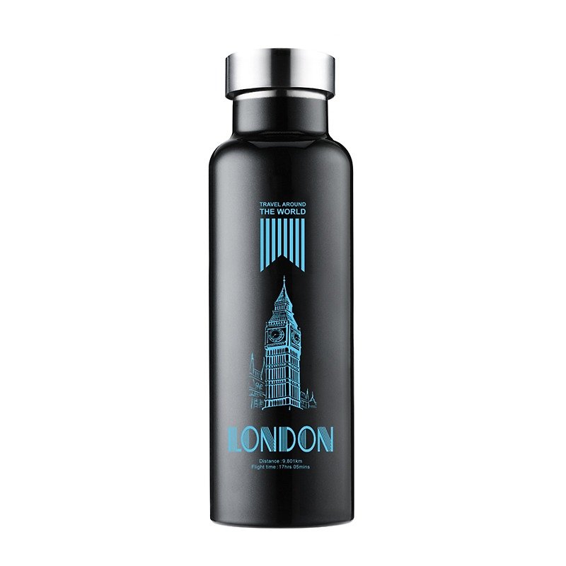 Driver long-lasting all-steel cover vacuum flask (London) 600ml - กระบอกน้ำร้อน - โลหะ สีดำ