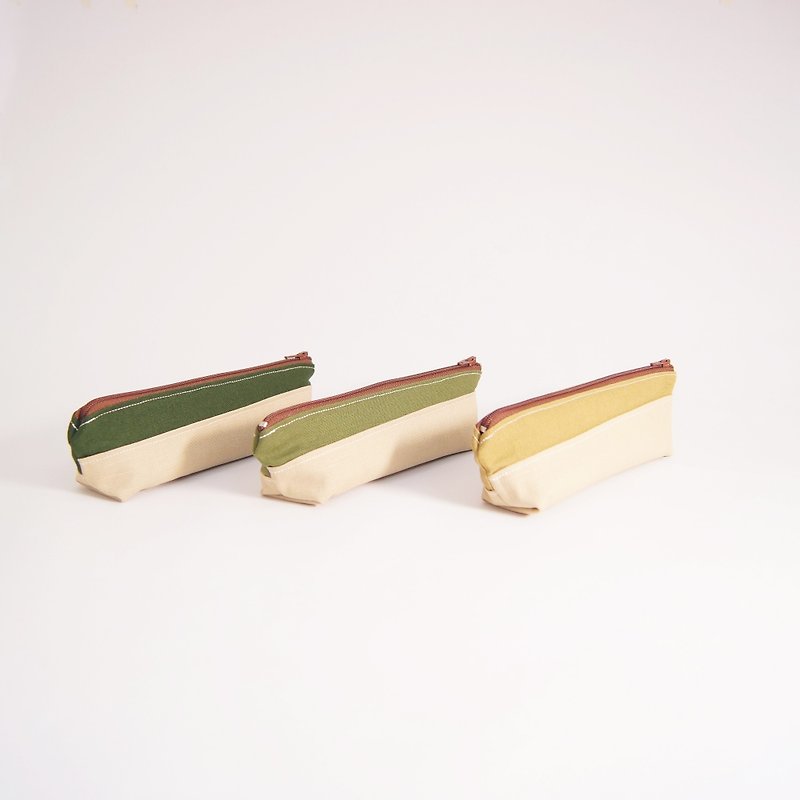 手工抹茶布筆袋(船型) – 深綠 / 葉綠 / 黃綠 - 鉛筆盒/筆袋 - 棉．麻 綠色