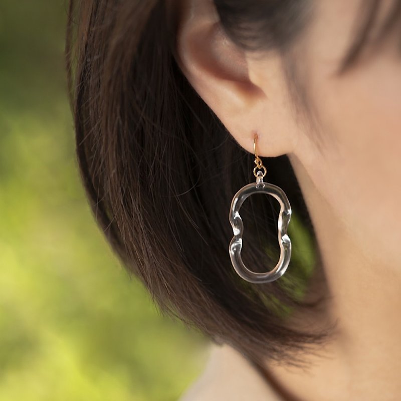 Hario handmade glass earrings-large square twist earrings