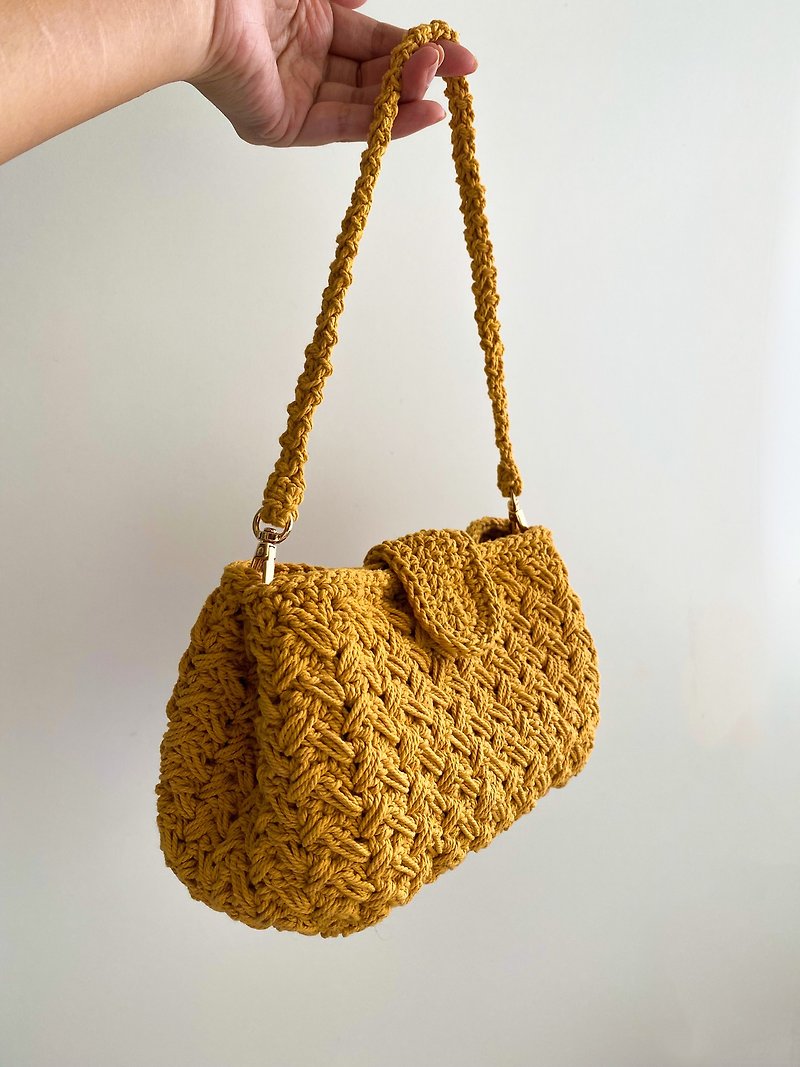 ผ้าฝ้าย/ผ้าลินิน กระเป๋าถือ สีนำ้ตาล - summer crochet bag, crochet bag, knit bag, pattern corchet, tote bAg, hobo bag