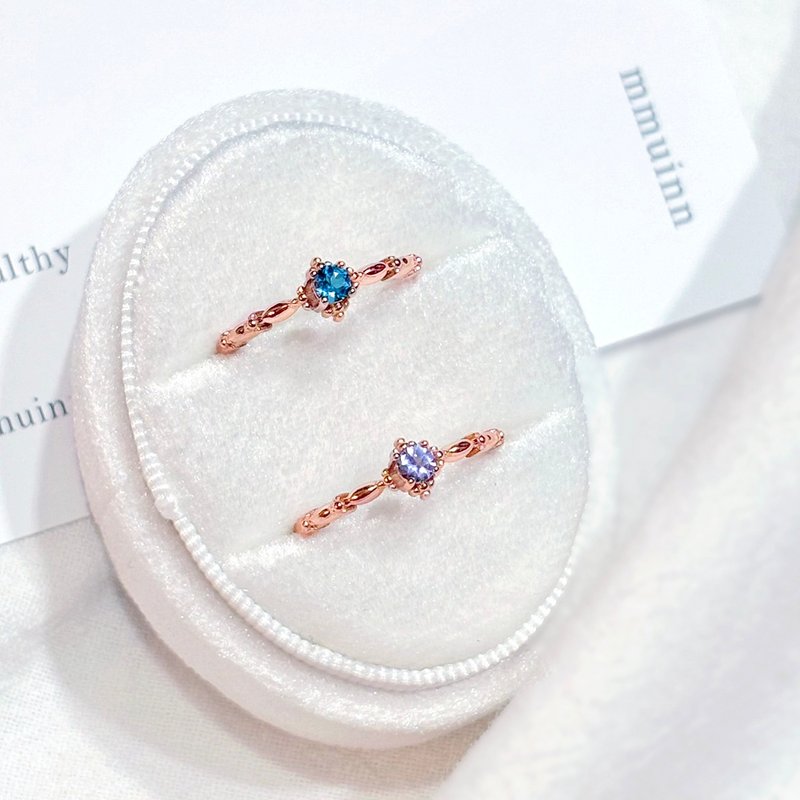 Top~ Stone- Stone 3mm Sterling Silver Rose Gold Ring-November-December Birthstone - แหวนทั่วไป - คริสตัล 