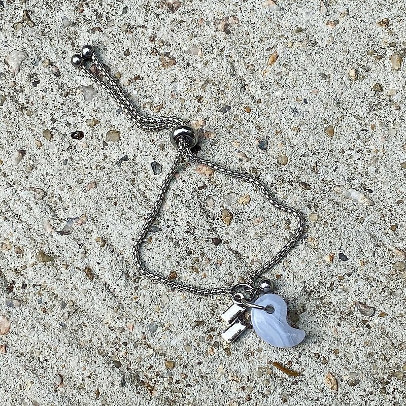 [Lost and find] Natural blue agate hook jade Yushou note rope bracelet - Bracelets - Gemstone Blue