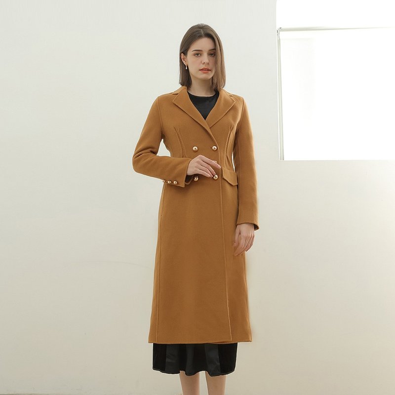 AVVJOY | Hand-stitched reversible coat fitted long-sleeved sandstone brown autumn and winter - Women's Blazers & Trench Coats - Other Materials 