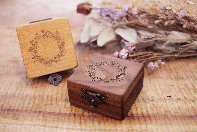 木戒盒 - 婚禮小物/節日禮品/紀念禮物 - 戒指 - 木頭 咖啡色