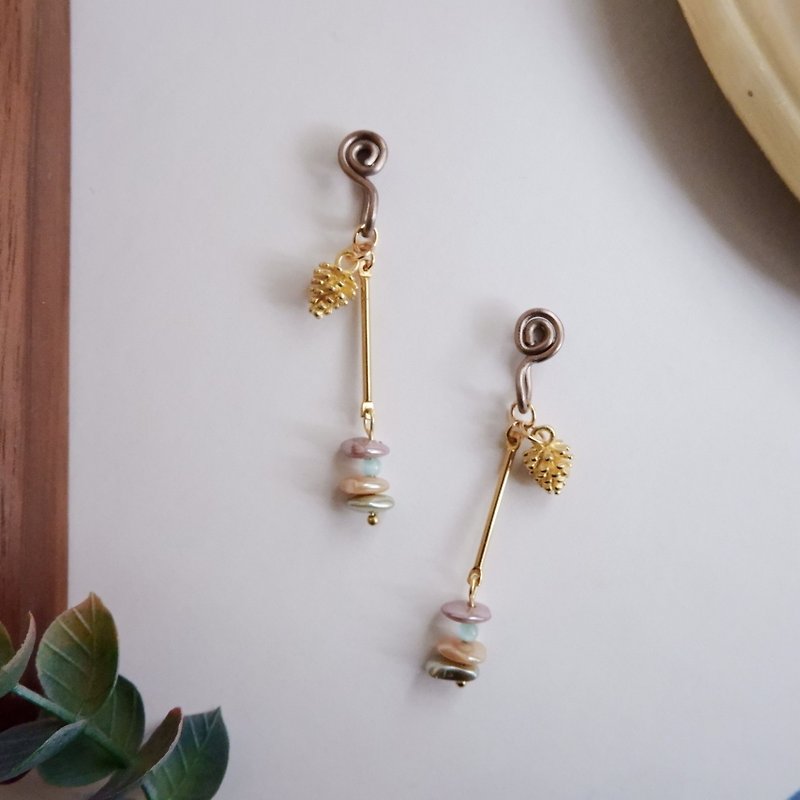 Pinecone Fraction Ear Cuff Earrings - Earrings & Clip-ons - Other Metals Gold