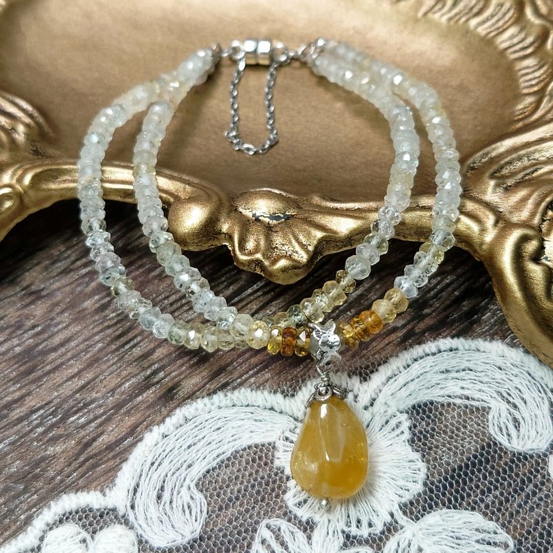 手鍊 海藍寶 黃碧璽 雙圈 寶石 925銀飾 手珠 飾品 首飾 - 手鍊/手環 - 寶石 