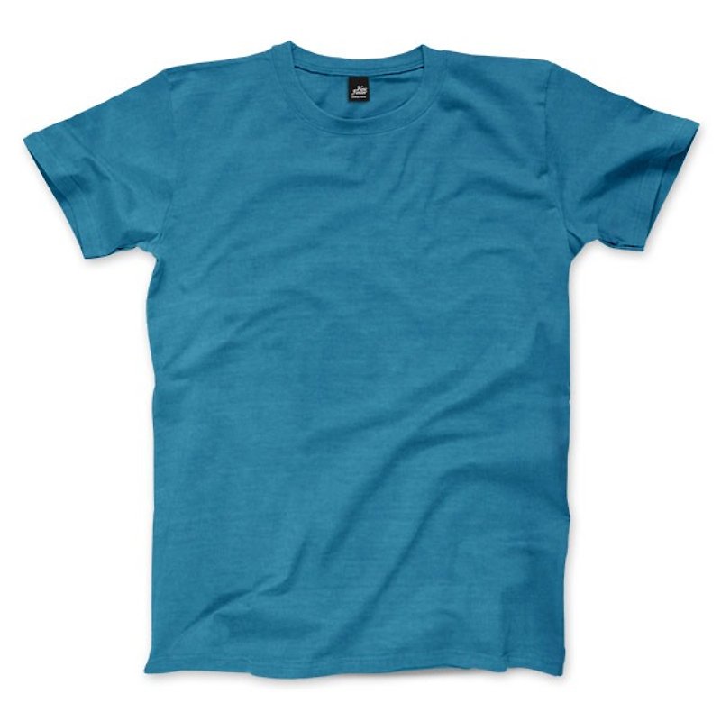 素色美式鄉村短袖T恤 - 加勒比藍