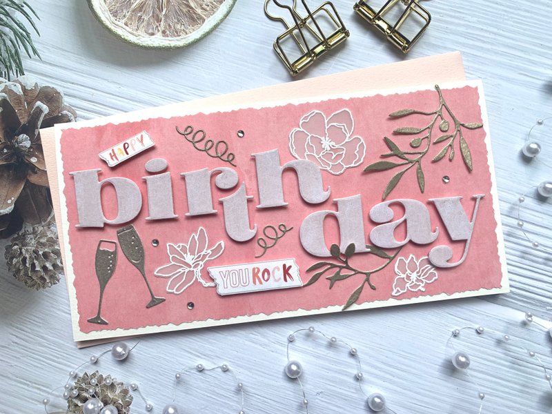 櫻花色生日卡 Birthday Card - 卡片/明信片 - 紙 粉紅色