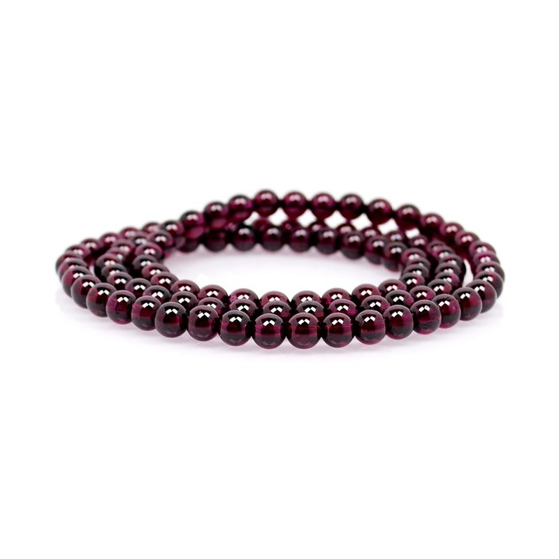 Garnet Purple Garnet 5.2-5.6mm Triple Laps Bracelets Japanese Elastic Cord - Bracelets - Semi-Precious Stones Multicolor