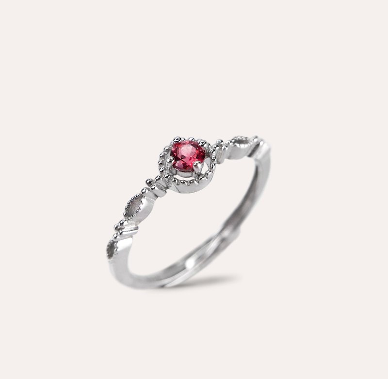 AND 橘剛 橘色 圓形 3mm 戒指 蛻變系列 Corolla 天然寶石 珠寶 - 戒指 - 銀 橘色