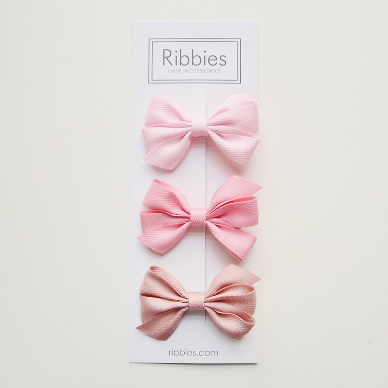 英國Ribbies 三層中蝴蝶結3入組-粉紅系列
