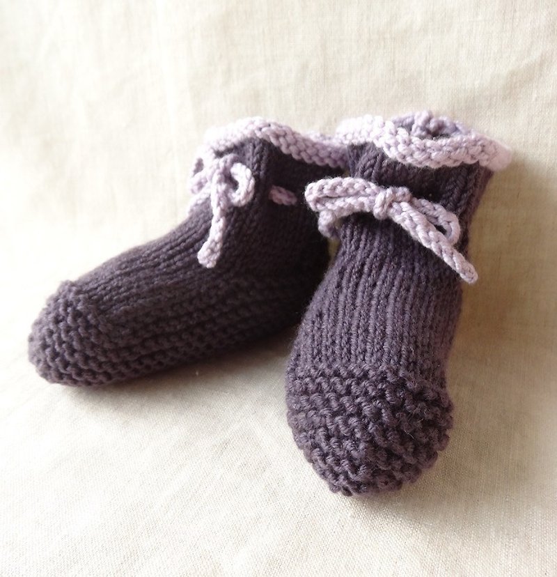 Baby bootie ROWAN wool × cotton 6M ~ 213 - Baby Gift Sets - Other Materials Purple