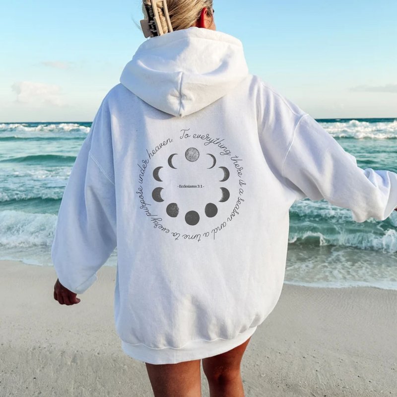 To everything there is a season Ecclesiastes 3:1 Bible hooded sweatshirt long sleeve hat t - Unisex Hoodies & T-Shirts - Cotton & Hemp White