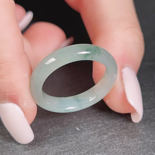 瓔珞珠寶盒 E.L.Jewelry Box 冰種飄藍花翡翠戒指戒圈 | 國際16圍 | 天然緬甸玉A貨翡翠
