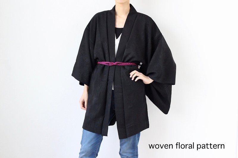 silk Kimono, black kimono, lightweight jacket /4092
