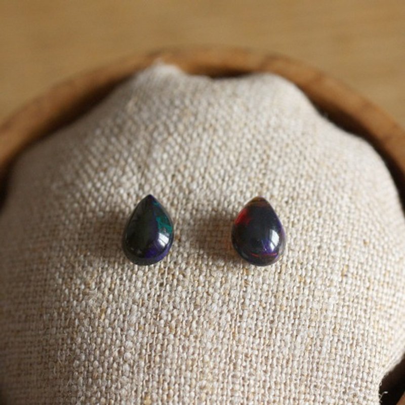 Pinkoi Proxy Purchase - No. 618 Black opal teardrop earrings - Earrings & Clip-ons - Gemstone 