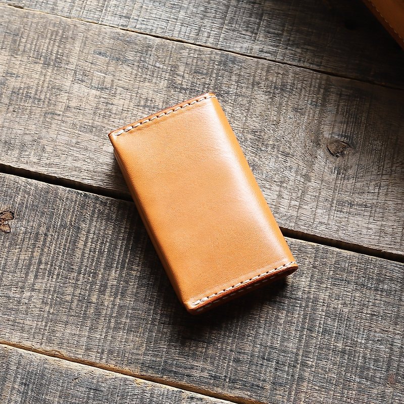 Retro business card holder∣Bosc pear vegetable tanned cow leather∣Multicolor - Card Holders & Cases - Genuine Leather Orange