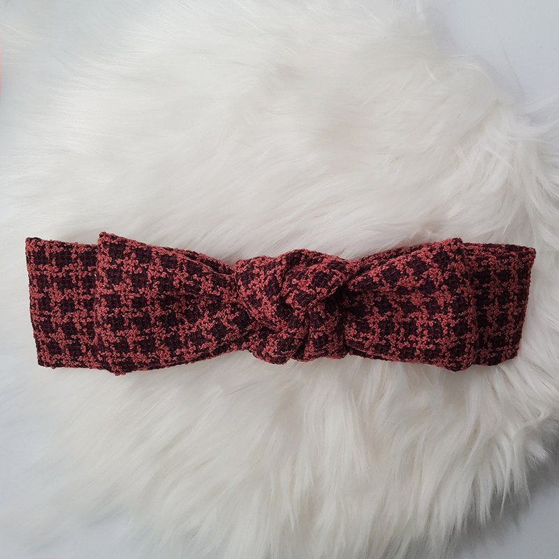 MIX red high-heeled shoes wool dual-purpose bow headband/hair accessory - Headbands - Cotton & Hemp Red