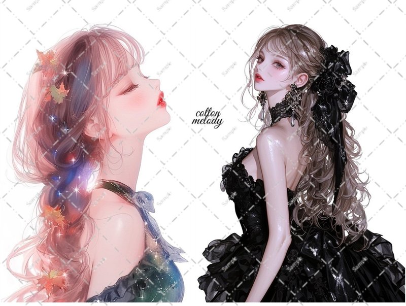 original sticker no.6834 人物ステッカー オリジナルステッカー 人物ステッカー 女の子ステッカー オリジナル人物ステッカー - 貼紙 - 紙 