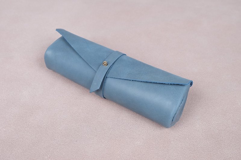 Handmade high grade Italian Leather pencil case (mint) - Pencil Cases - Genuine Leather Green