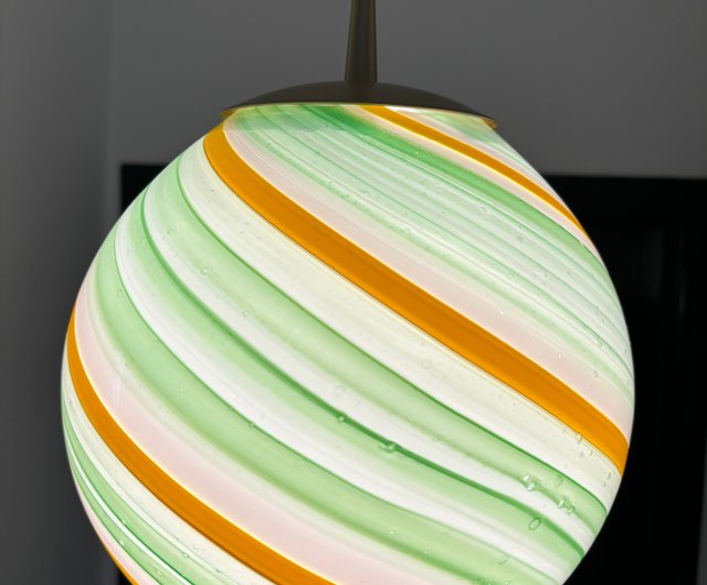 手吹きガラスグローブペンダントライト D25cm(9.8インチ)、ガラス