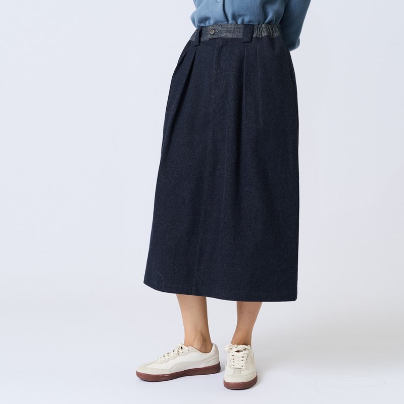 秋冬牛仔棉質廓形半身裙 SK220521 - 裙子/長裙 - 棉．麻 藍色