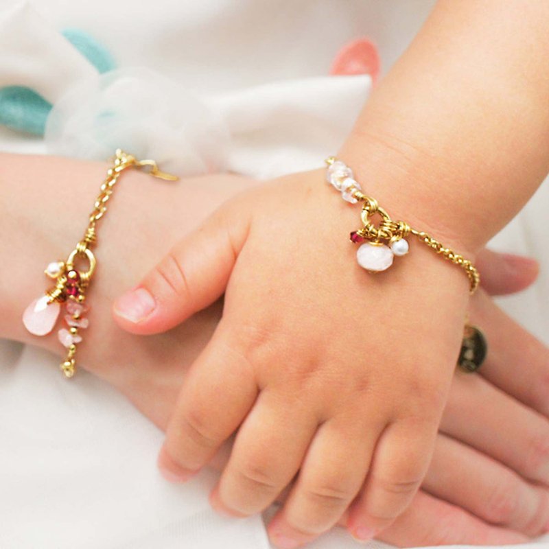 [Parental bracelet double chain group] _ unconditional love _ double treasure chain custom commemorative engraved pockets - Bracelets - Gemstone 