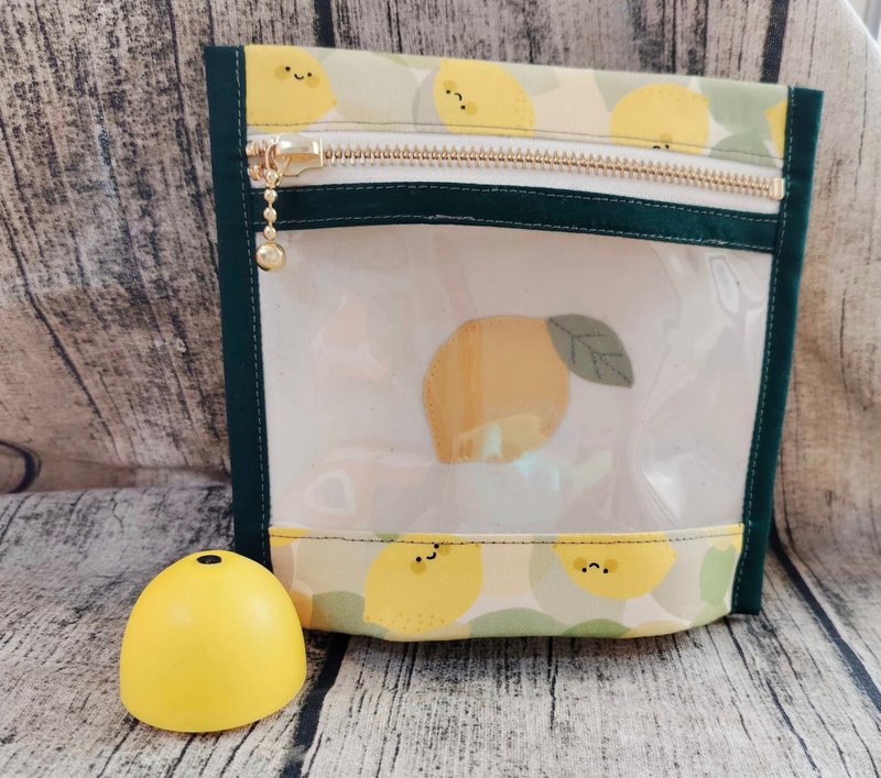 Transparent universal bag cosmetic bag storage bag medicine bag medicine bag Lyme Kindergarten - กระเป๋าเครื่องสำอาง - ผ้าฝ้าย/ผ้าลินิน สึชมพู