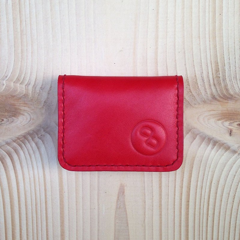 DUAL-皮革小巧零錢包 - 氣質紅(Xmas 、聖誕禮物、交換禮物、送禮) - 散紙包 - 真皮 紅色