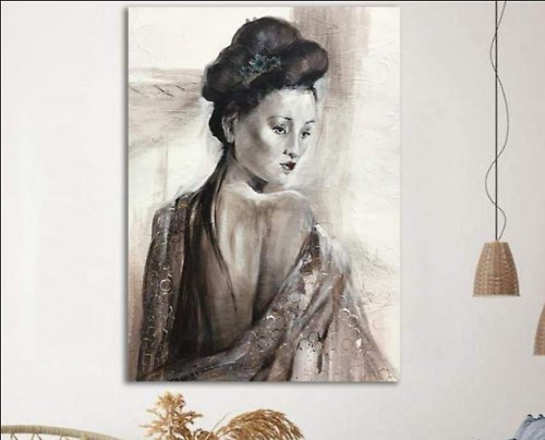 TrendGallery Japan Geisha Painting Woman Portrait Art Asian Wall Art Unique Art Painting