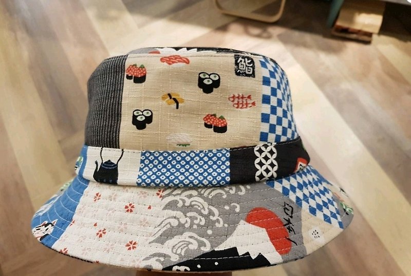 British disc gentleman hat retro Japanese sushi patchwork wind gray #日布# Valentine# gift - Hats & Caps - Cotton & Hemp Multicolor