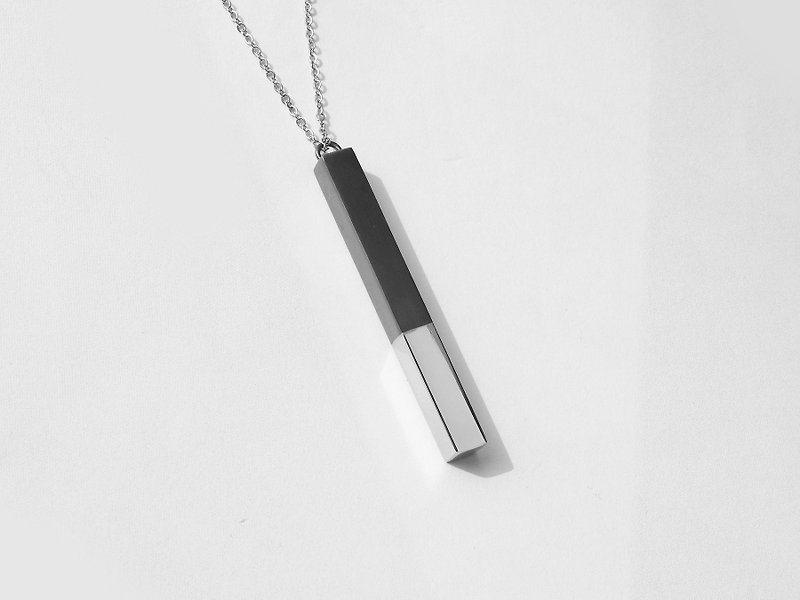 Two-tone Bar Necklace | Grey x Silver - Necklaces - Other Metals Silver