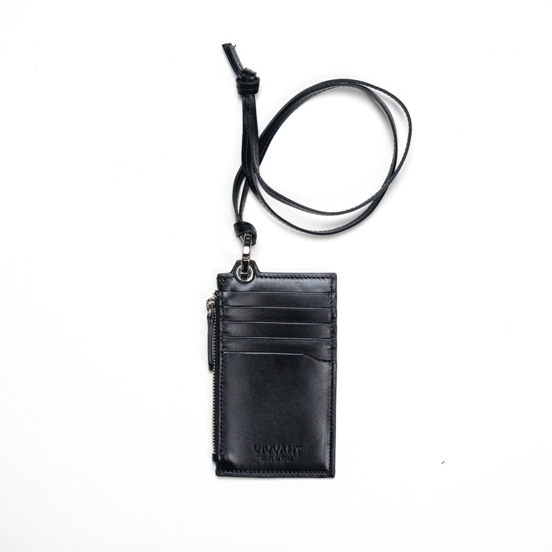 Vivvant Leather Small Card Holder (Black) - กระเป๋าใส่เหรียญ - หนังแท้ สีดำ