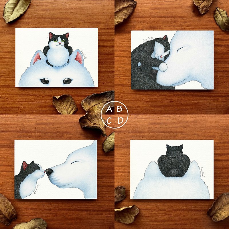 【Cat Maniac】Little Black and Big White Picture Book Postcard B / Postcard - Cards & Postcards - Paper Multicolor
