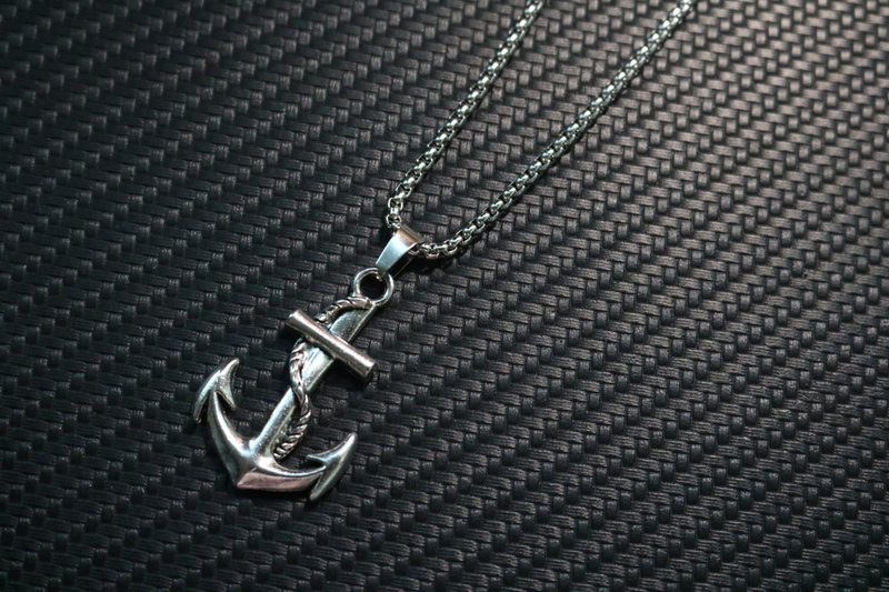 Anchor Metal Necklace Silver retro hip hop Pendant - Necklaces - Other Metals Silver