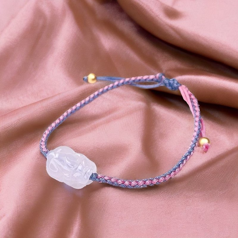 [Lucky Beast] Ice Jade Pixiu Braided Bracelet | Natural Burmese Jade A-grade | Gift - สร้อยข้อมือ - หยก สีใส