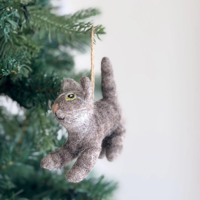 Wool Felt Christmas Ornament - American Domestic Cat - ของวางตกแต่ง - ขนแกะ 