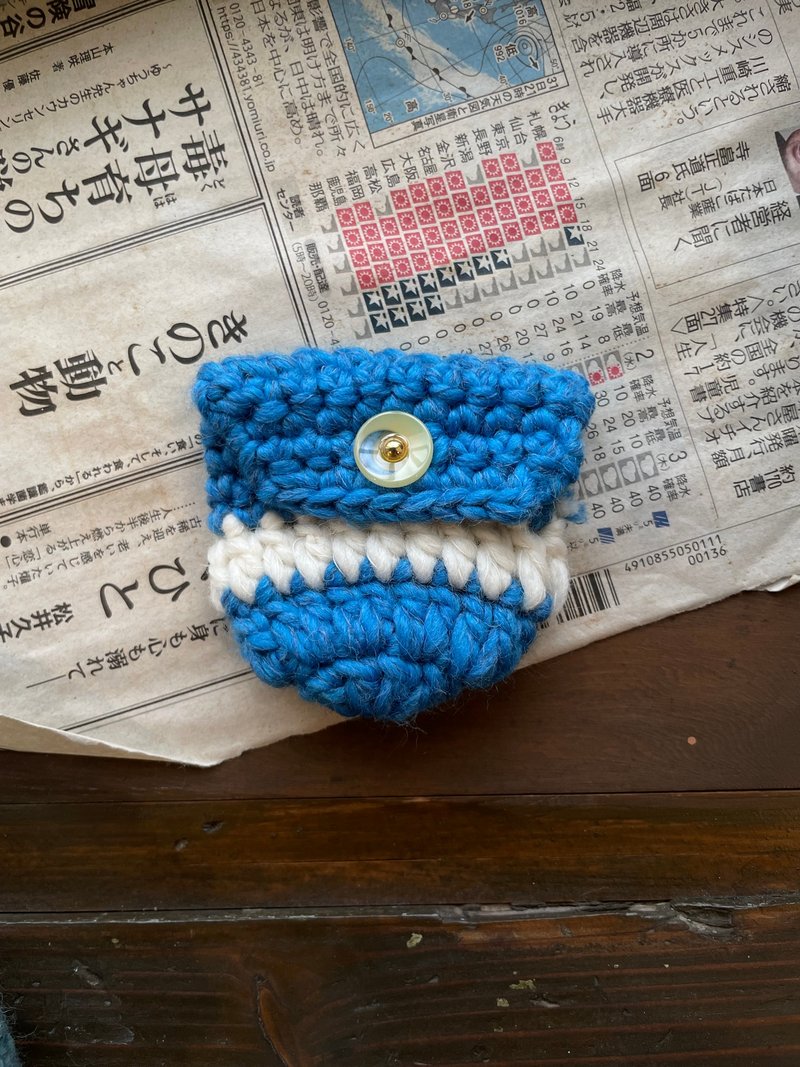 小釦袋-立秋2 - 化妝包/收納袋 - 羊毛 藍色