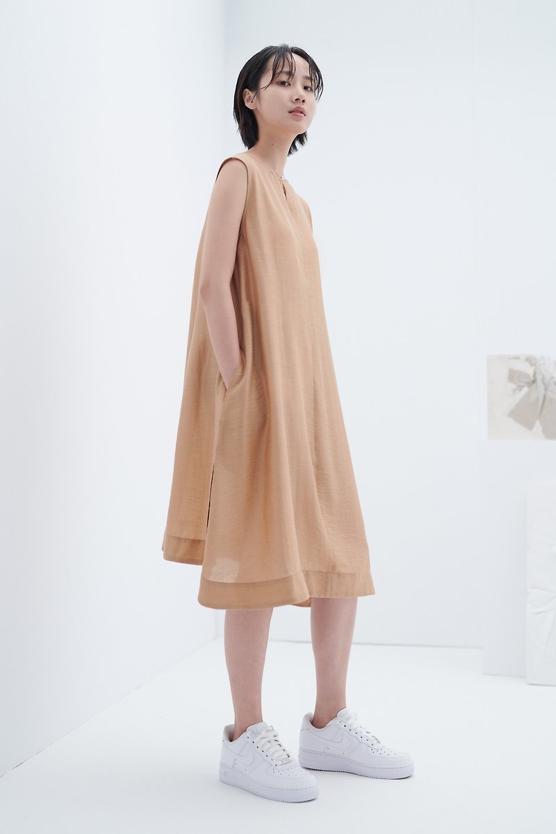 Two-way Loose Dress - One Piece Dresses - Other Man-Made Fibers Khaki