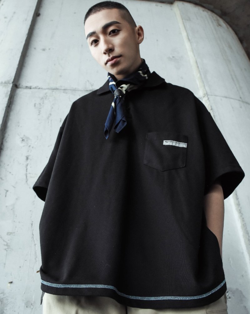 .67ARROW RUMOR HAS IT_WISE-MAN POLO_復古美式 POLO衫 大尺寸 - 男襯衫/休閒襯衫 - 棉．麻 黑色