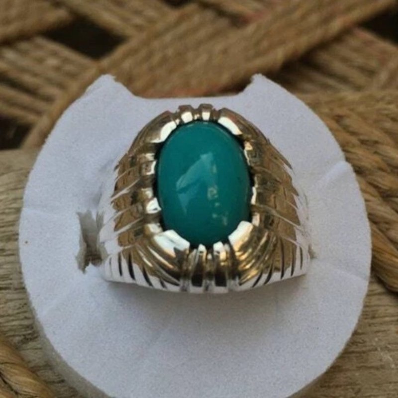 Natural Hussaini feroza Real Hussaini Feroza Original Feroza Stone Ring Genuine - 戒指 - 寶石 藍色