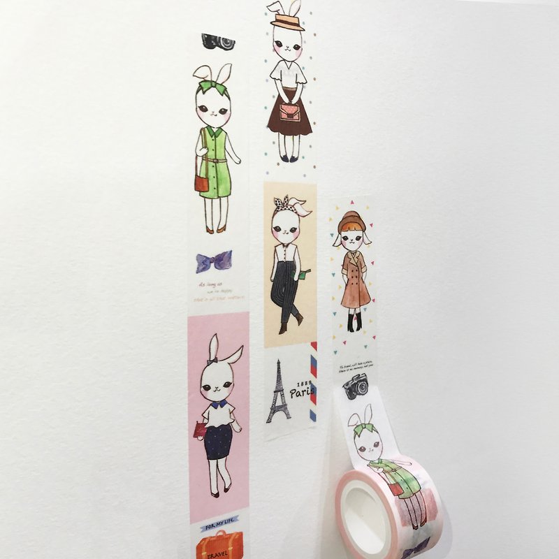 [都會巴黎系列]Snow Bunny25mm水彩紙膠帶 霧面 - 紙膠帶 - 紙 卡其色