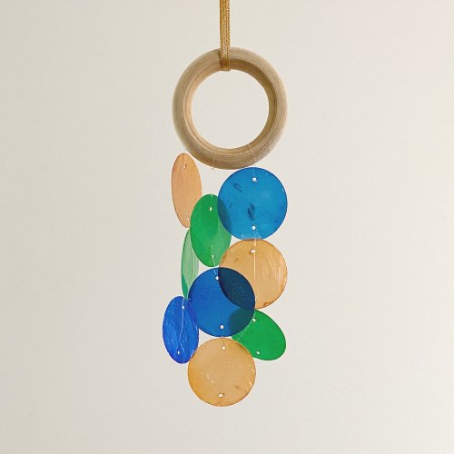 HO’ USE DIY-KIT| Italian Stationery-Orange Green-Round |Shell Wind Chime Mobile|#0-504