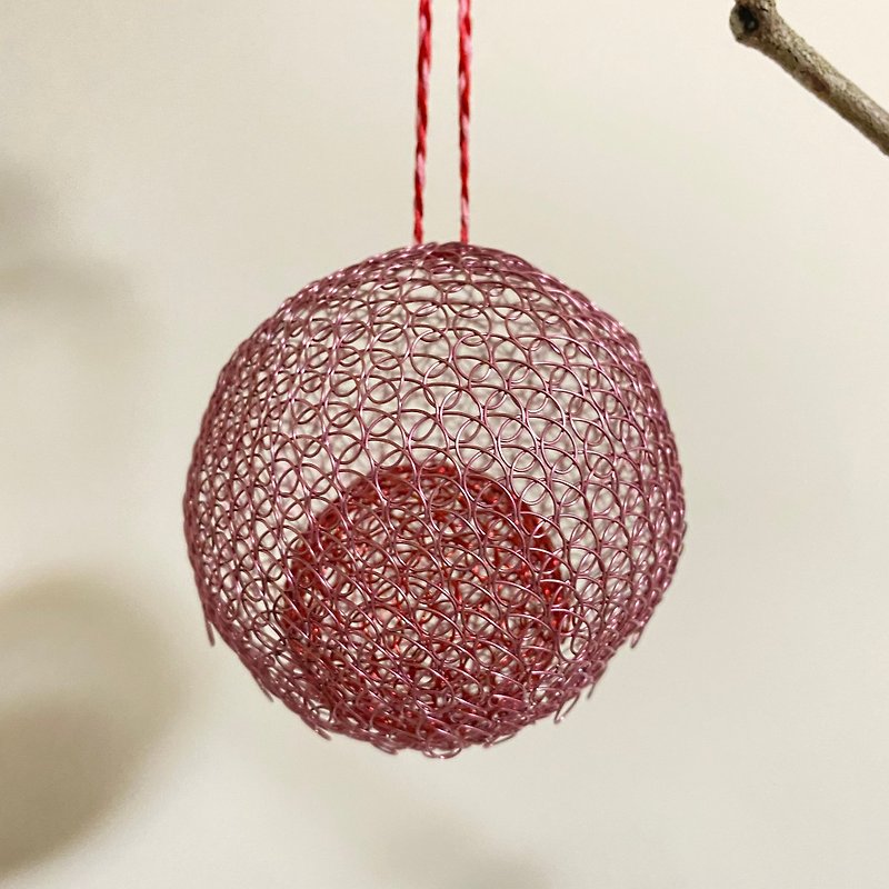 Metal Woven Hanging Ornament - Ball Two-Color - Items for Display - Copper & Brass 