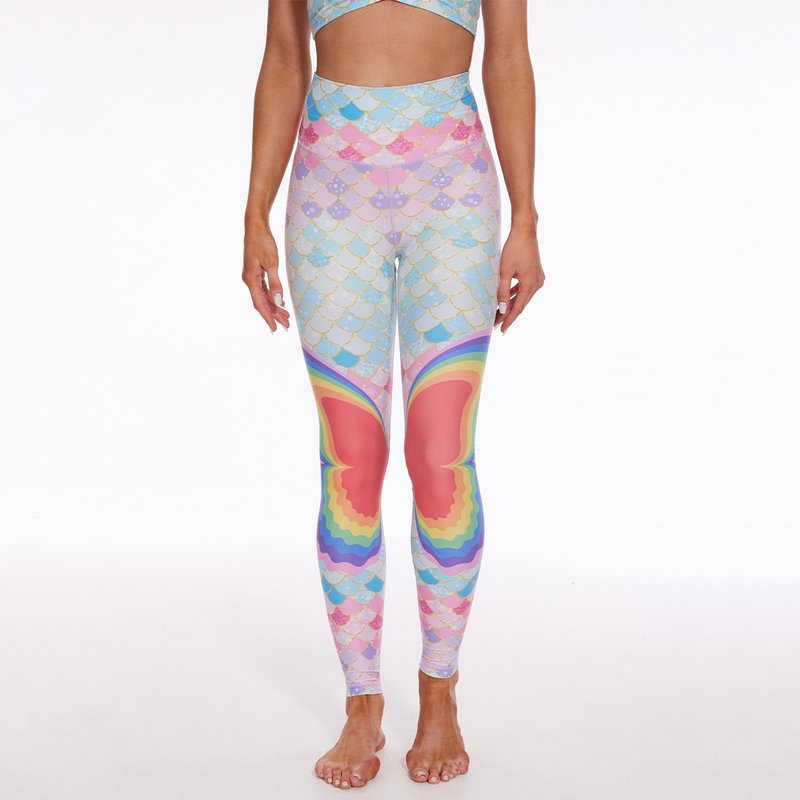 Pride Butterfly Wings Mermaid High-waisted Leggings - Women's Sportswear Bottoms - Eco-Friendly Materials Multicolor