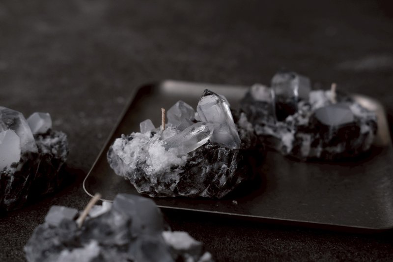 晶簇水晶礦石礦物設計造型蠟燭 - 香氛蠟燭/燭台 - 蠟 多色