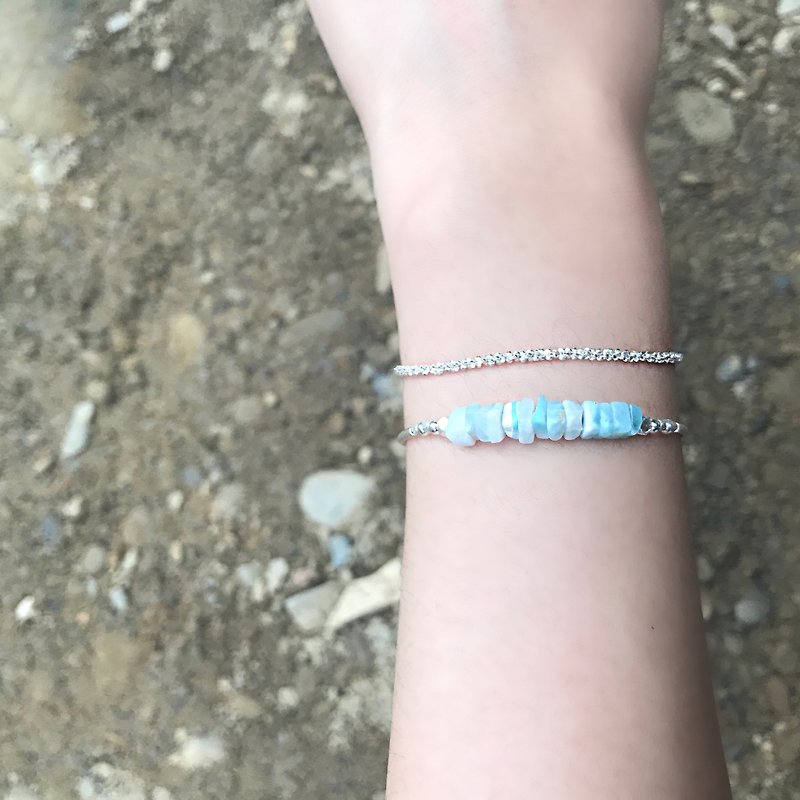 簡約拉利瑪海紋碎碎銀手環 - 手鍊/手鐲 - 寶石 藍色